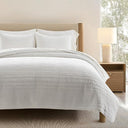 Cotton Quilt Set with Pillow Shams – Modern Stripe Coverlet