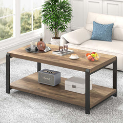 Industrial Rectangle Coffee Table with Storage Shelf