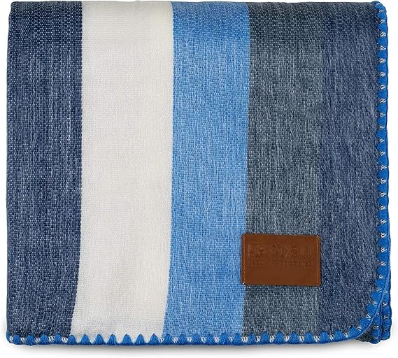 Alpaca Wool Throw Blanket 85" x 65" — Striped, Hypoallergenic