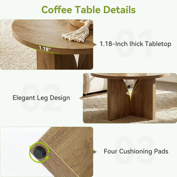 Round Coffee Table, 31.5" – Brown