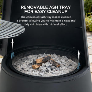 2-in-1 Chiminea Fire Pit & Grill, 57" Tall Outdoor Fireplace