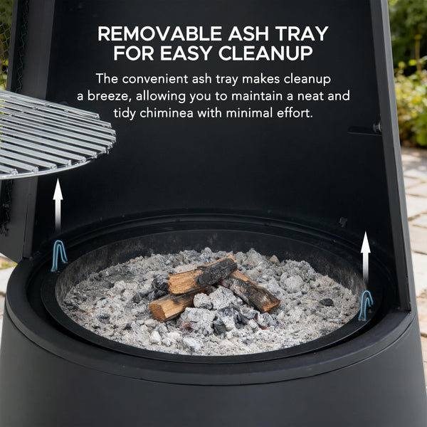 2-in-1 Chiminea Fire Pit & Grill, 57" Tall Outdoor Fireplace