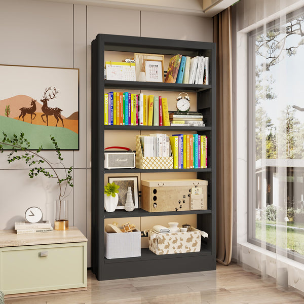 5-Tier Metal Bookcase with Adjustable Shelves