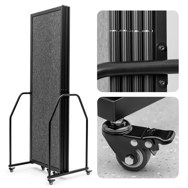 5-Panel Folding Privacy Screen with Wheels – Dark Gray