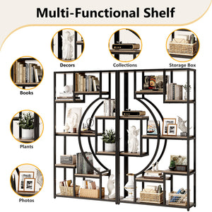 Geometric Bookshelf Set of 2 – 70.8" Tall, 79" Wide, 18 Open Shelves