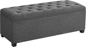 Storage Ottoman Bench with Lid & Legs – Tufted Linen Fabric, 660 lb Capacity
