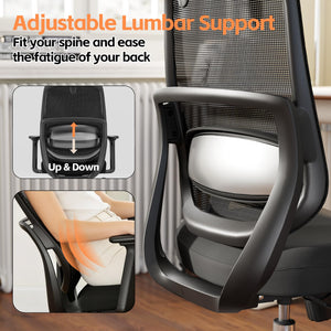 Ergonomic High Back Office Chair with 3D Lumbar Support