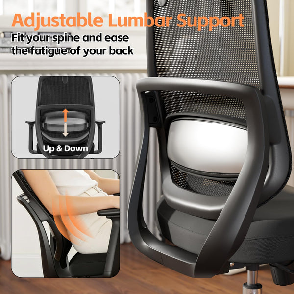 Ergonomic High Back Office Chair with 3D Lumbar Support