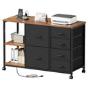 6-Drawer File Cabinet with Charging Station & Printer Stand
