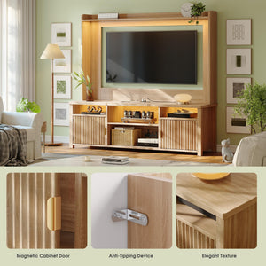 70" Entertainment Center with LED Lights & Charging Station