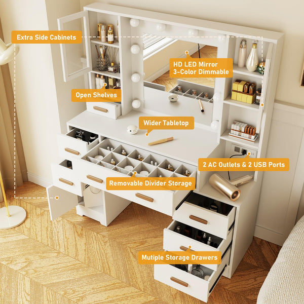 Makeup Vanity Desk with Mirror & Lights