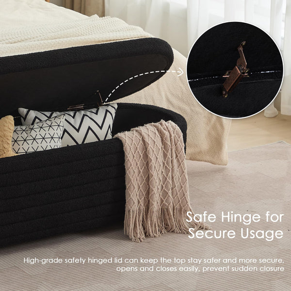 Storage Ottoman Bench with Hidden Storage & Safety Hinge