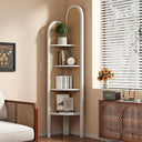 4-Tier Corner Shelf Stand with Rattan Weave