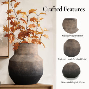 Round Terracotta Vase – Handcrafted Vintage Pottery