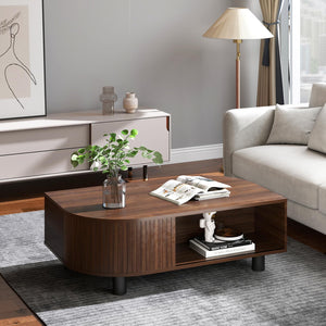 Mid-Century Modern Coffee Table with Storage, 39.4"