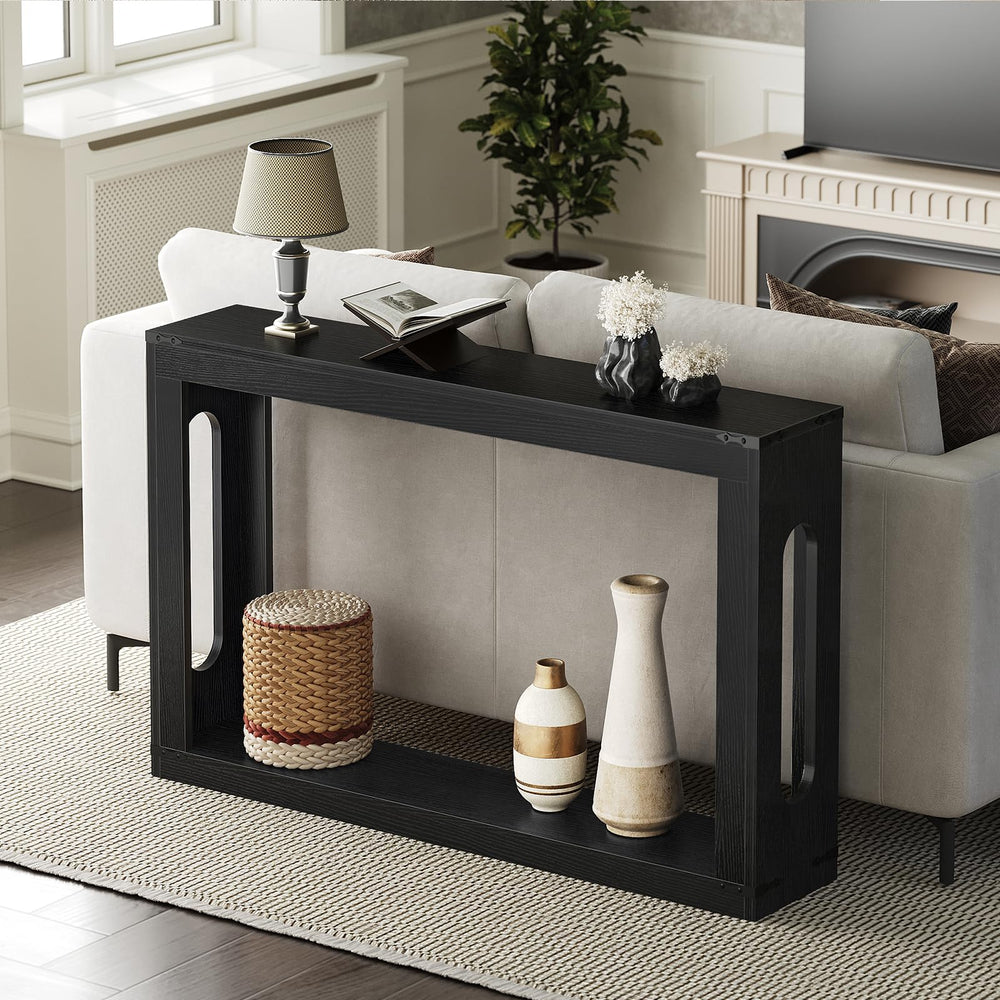 Farmhouse Console Table with Storage Shelf