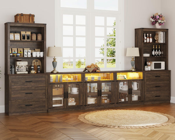 4-Piece Entertainment Center with Bookshelves, 157"W
