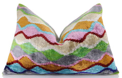 Colorful Wave Silk Velvet Throw Pillow 16x24