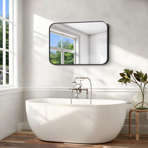 Rectangular Aluminum Frame Bathroom Mirror 28x42 Inch