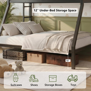 Twin Over Full Metal Bunk Bed with Guardrails