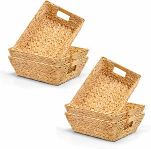 Trapezoid Wicker Storage Baskets with Handles – Water Hyacinth Organizer