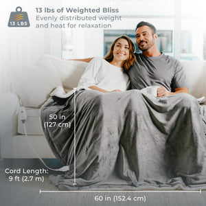 2-in-1 Heated Weighted Blanket with Sherpa & Micromink — 13 lbs, 50" x 60"