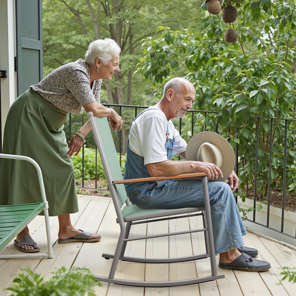 Outdoor Rocking Chair Set with High Back – Set of 2