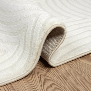 Cream Geometric Area Rug – Modern Semi-Circle Pattern