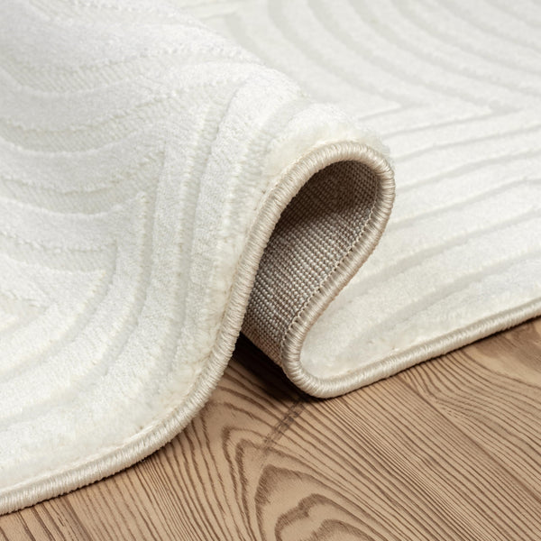Cream Geometric Area Rug – Modern Semi-Circle Pattern