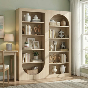 71" Tall Arched Bookcase – 5-Tier Open Wooden Bookshelf
