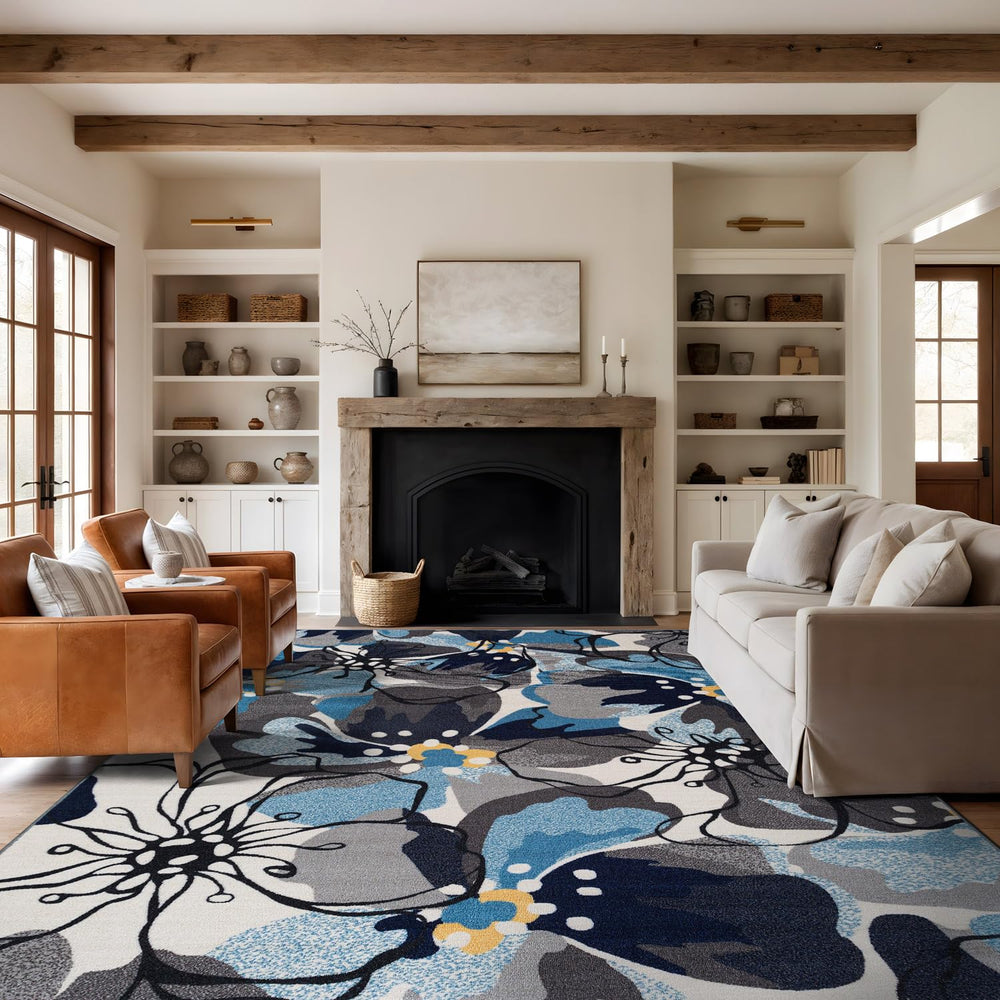 12x15 Floral Nylon Area Rug – Non-Slip, Fade Resistant, Rectangular