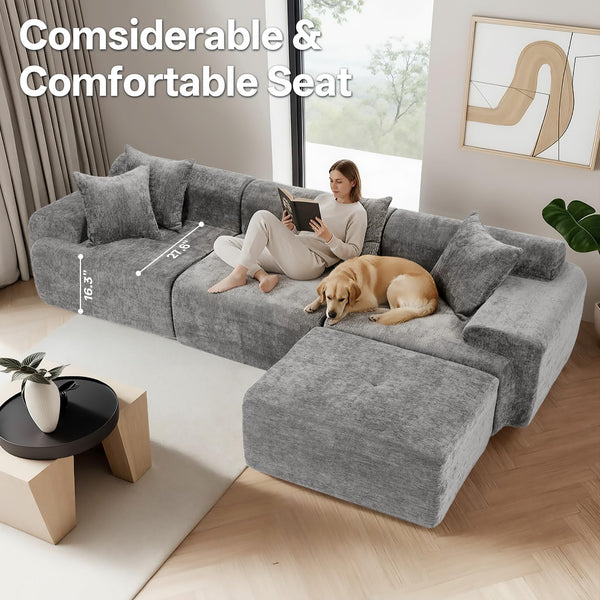 119" Modular Sectional Sofa with Deep Seat & Chaise