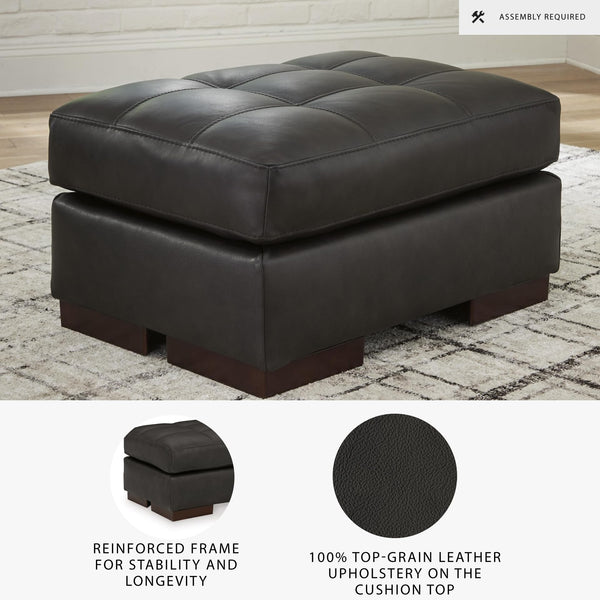 Leather Tufted Rectangular Ottoman, Dark Brown