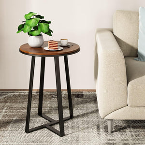 Round End Table with Metal Frame
