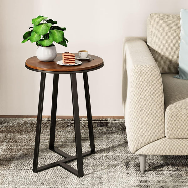 Round End Table with Metal Frame