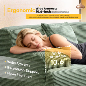 Corduroy Loveseat Sofa with Wide Curved Armrests
