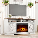 63" Farmhouse TV Stand with 26" Electric Fireplace