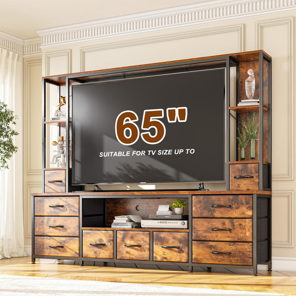 78.6" TV Stand with LED Lights, Drawers & Power Outlets