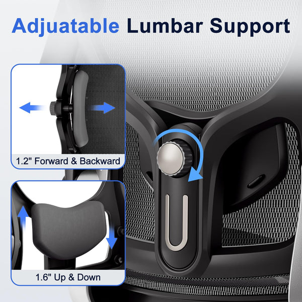 Ergonomic Mesh Office Chair with 3D Armrests & Adjustable Lumbar Support