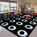 Colorful Circle Classroom Area Rug — Non-Slip Educational Kids Carpet