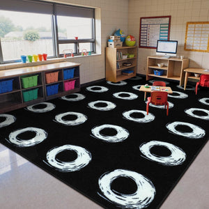 Colorful Circle Classroom Area Rug — Non-Slip Educational Kids Carpet