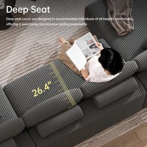 U-Shaped Modular Sectional Sofa Sleeper – Corduroy Deep Seat, 4-Seater