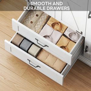 Farmhouse Wardrobe Closet with 4 Doors & 2 Drawers – 71" H