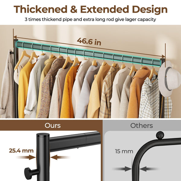 Heavy Duty Rolling Clothes Rack with Wheels