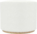 Round Upholstered Ottoman with Wood Base