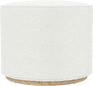 Round Upholstered Ottoman with Wood Base