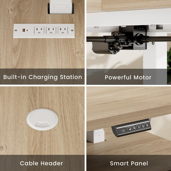 L-Shaped Electric Standing Desk with Storage & Privacy Panel