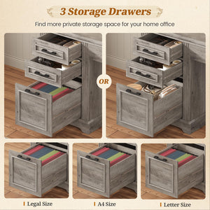 L-Shaped Executive Office Desk with Hutch, Drawers & Power Outlets – 68.9"
