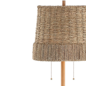 61" 2-Light Coastal Bohemian LED Floor Lamp with Seagrass Shade