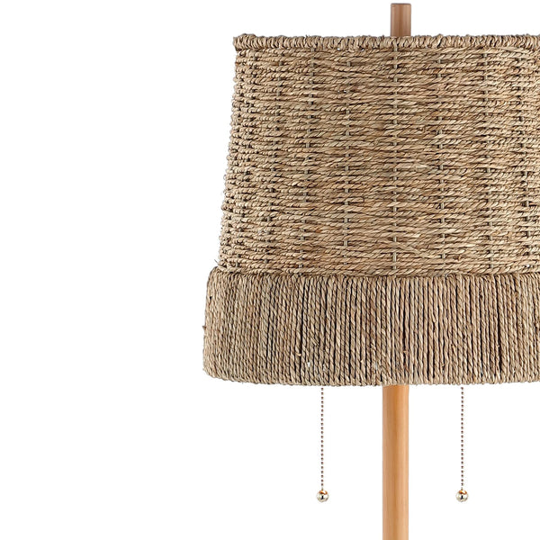 61" 2-Light Coastal Bohemian LED Floor Lamp with Seagrass Shade